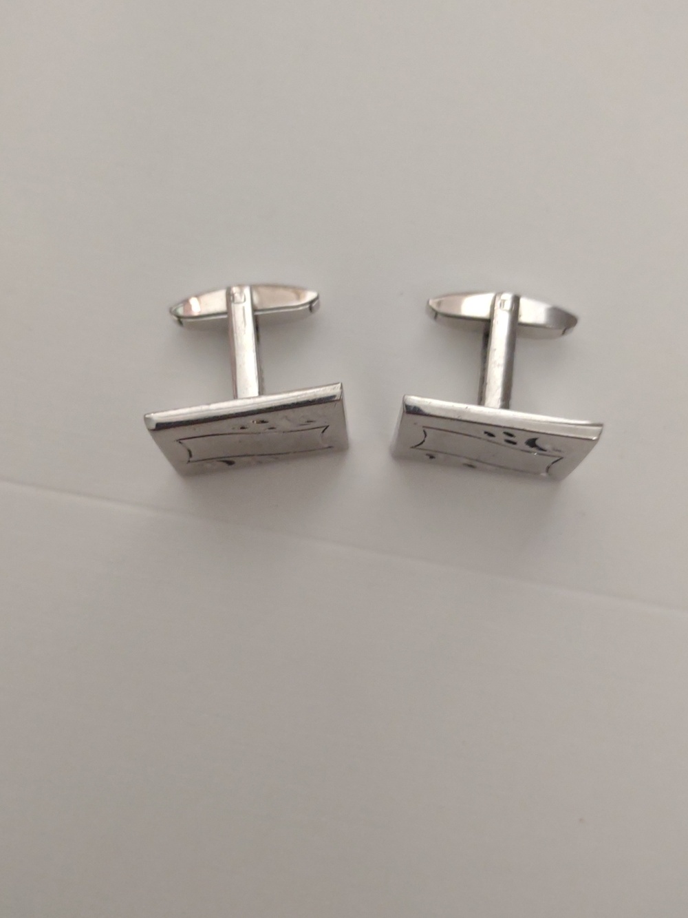 Foster Vintage Square Silver Tone Cufflinks - Modern Wave Design - Picture 2 of 4
